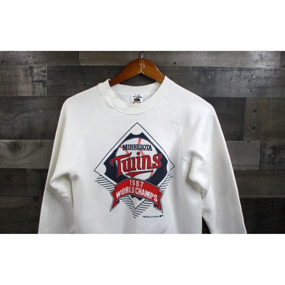 Vintage Minnesota Twins Sweatshirt Mens Medium White MLB Baseball 1987 Champs